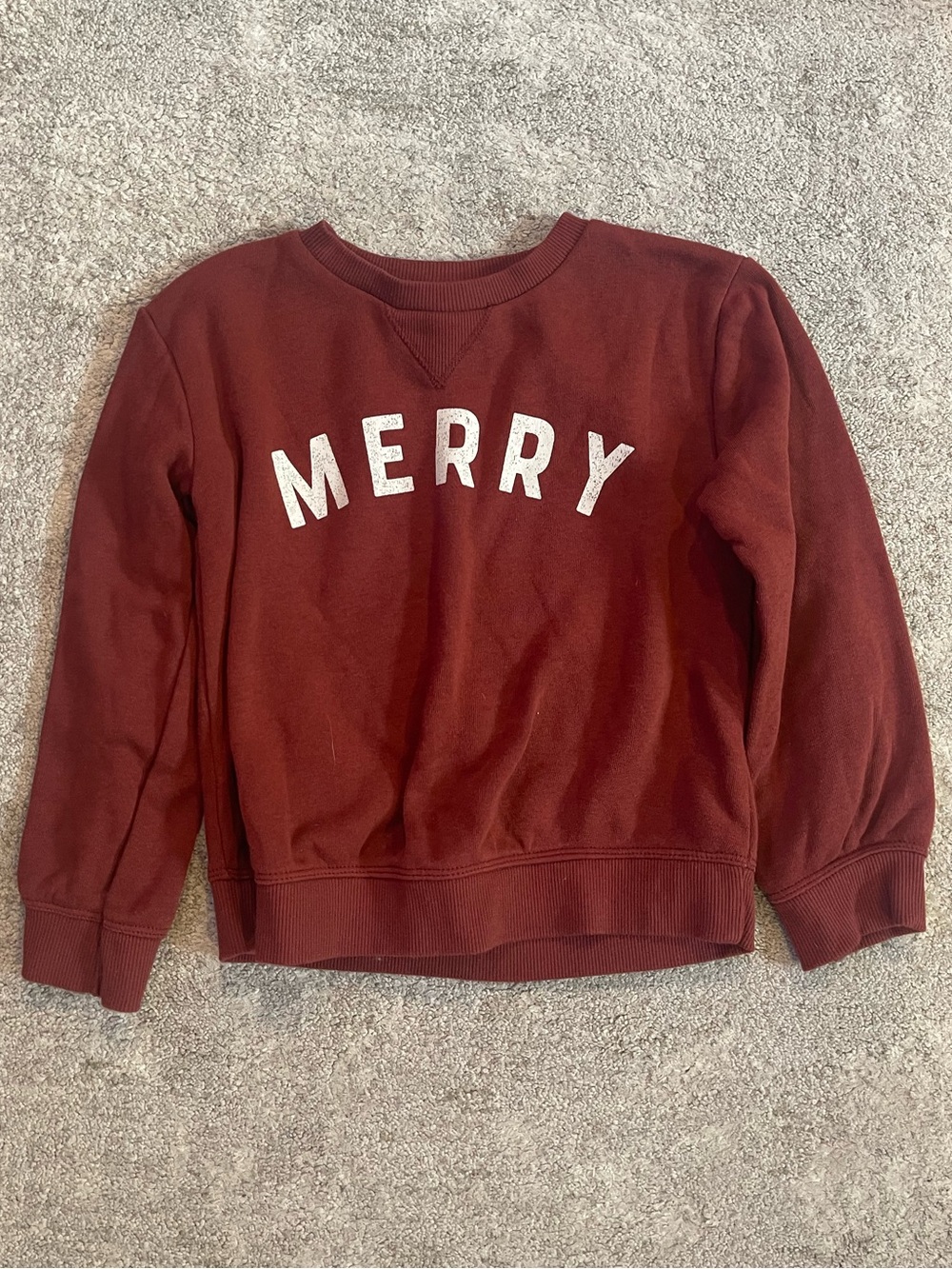 Little Co by Lauren Conrad Cozy 'MERRY' Crewneck Sweatshirt - Burgundy